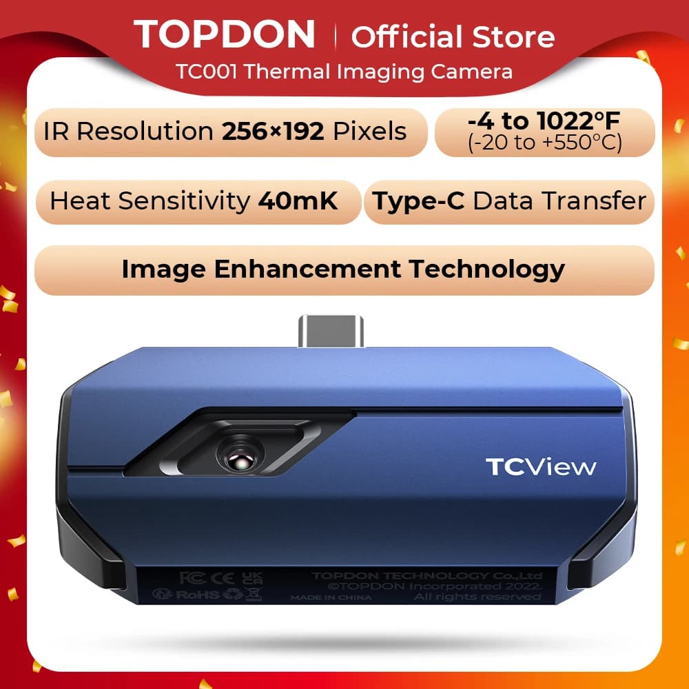 TOPDON TC001 Termocamera 256x192 IR Termocamera a infrarossi ad alta risoluzione Temperatura portatile per tablet Android