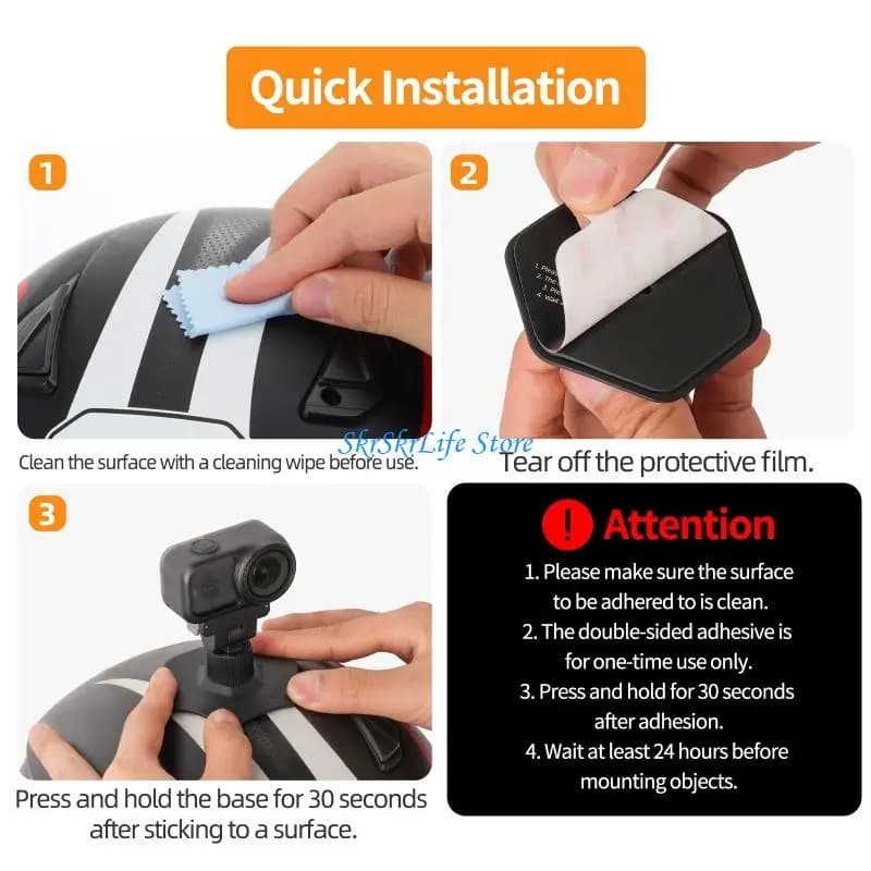 E65E Action Camera Mount for Action 6Camera Adhesive Base for Helmet Filming