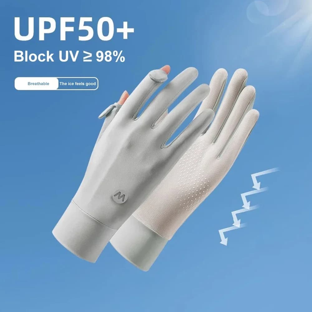 Guanti da donna con protezione solare UV, guanti traspiranti con touchscreen, guanti antiscivolo in seta ghiacciata per ciclismo e guida