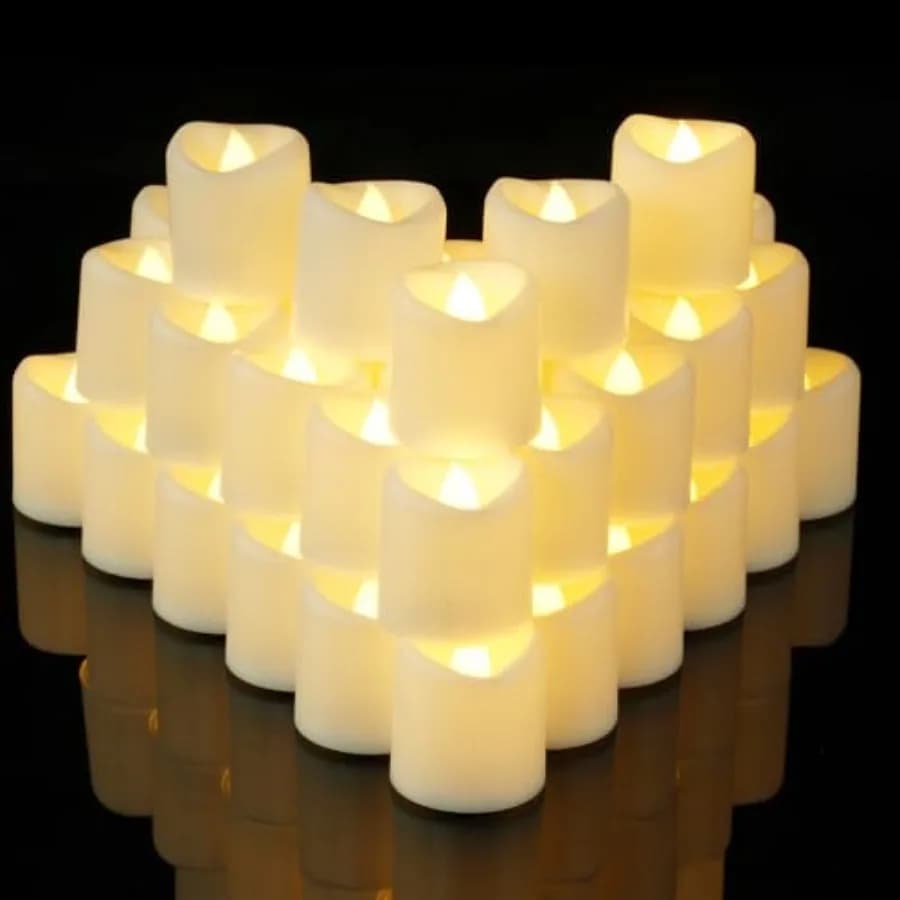 LED Votive Candles, Flameless Tea Lights Battery Included, 100 Hours Long Lasting, Warm, 1.5" Dia x 1.6" H, Electric Fake Candl