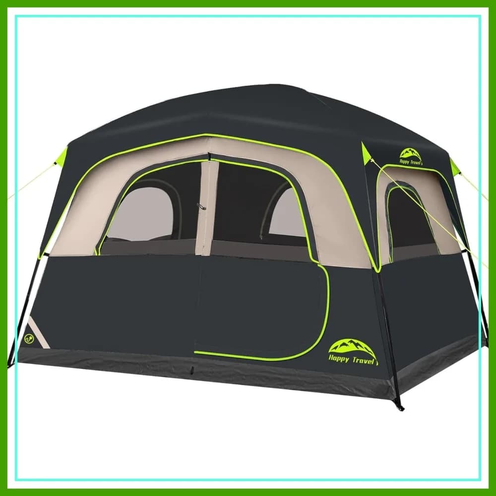 Tenda da campeggio Blackout per 6 persone, tenda a cabina portatile facile da montare con design a spazio scuro, resistente all'acqua, 10'L x 9'W x 79"H
