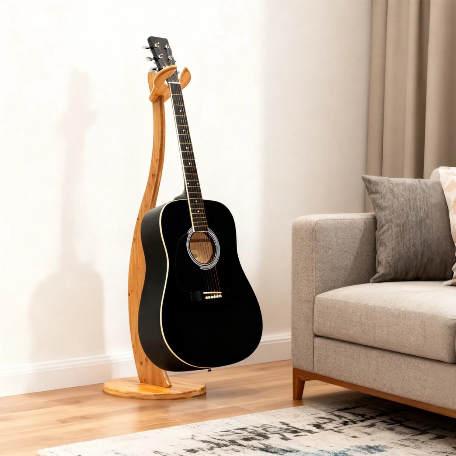 40.55in Stand Height Guitar Stand Made with Bamboo, Ukulele Hanging Stand with Non-Slip Pads on Bottom for Presentation