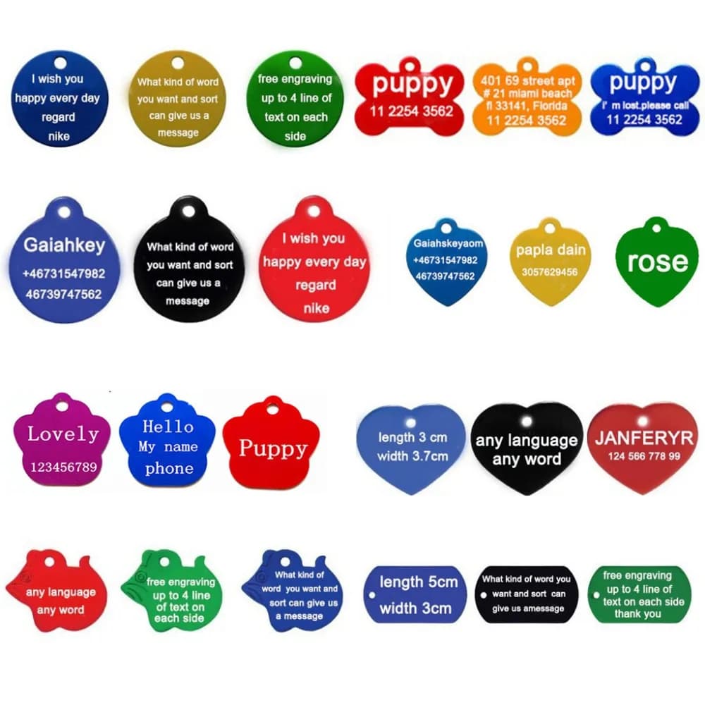 1 pz Incisione Laser Gratuita Personalizzato Personalizzato Pet Dog ID Tag Gatto Cucciolo Nome Tag Ciondolo Animali Domestici Tag Collare Targhetta Anti-perso