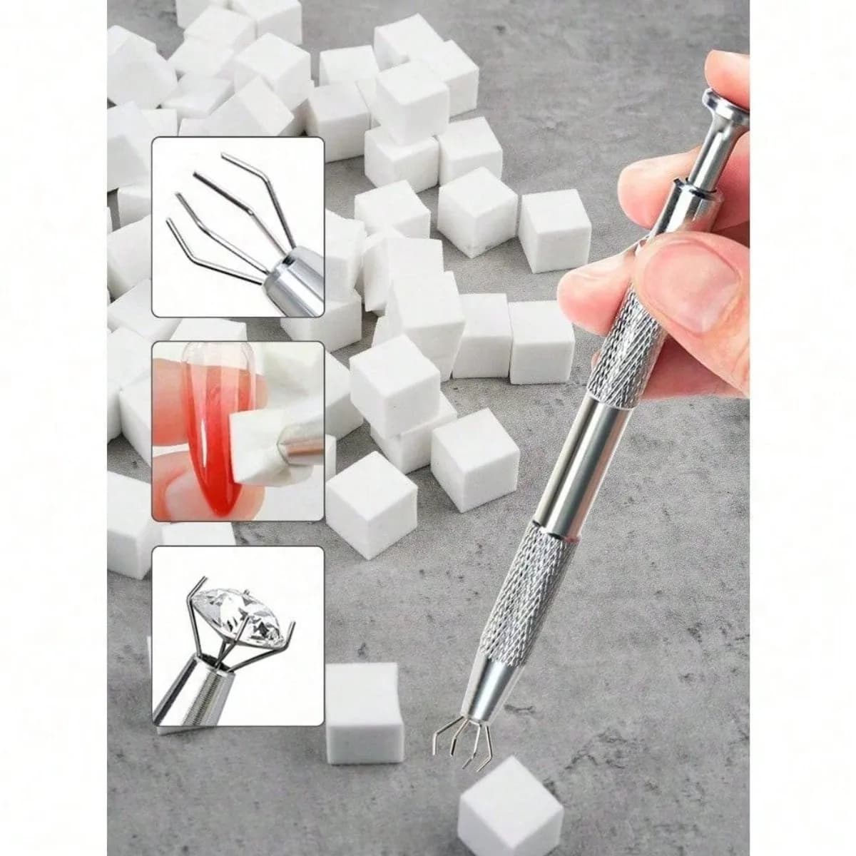 Clip per spugna per unghie e set di 50 applicatori in spugna, clip per spugna oro e argento, strumenti per manicure con spugna.