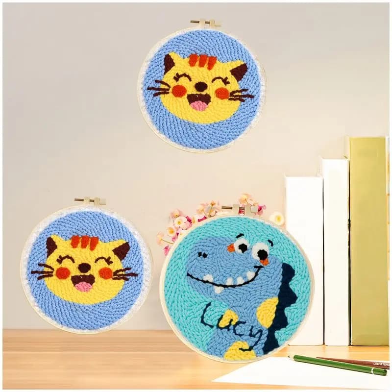 RUOPOTY Embroidery Kit for Beginner Punch Needle Starter Set DIY Craft Set Rug Hooking Tool With Threader Fabric Wool Yarn