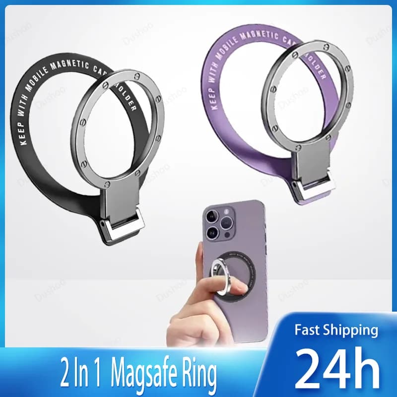 For 360° Folding Magnetic Phone Finger Ring Holder For iPhone 17 16 15 14 Pro Max Phone Stand Grip Mount Smartphone Accessories