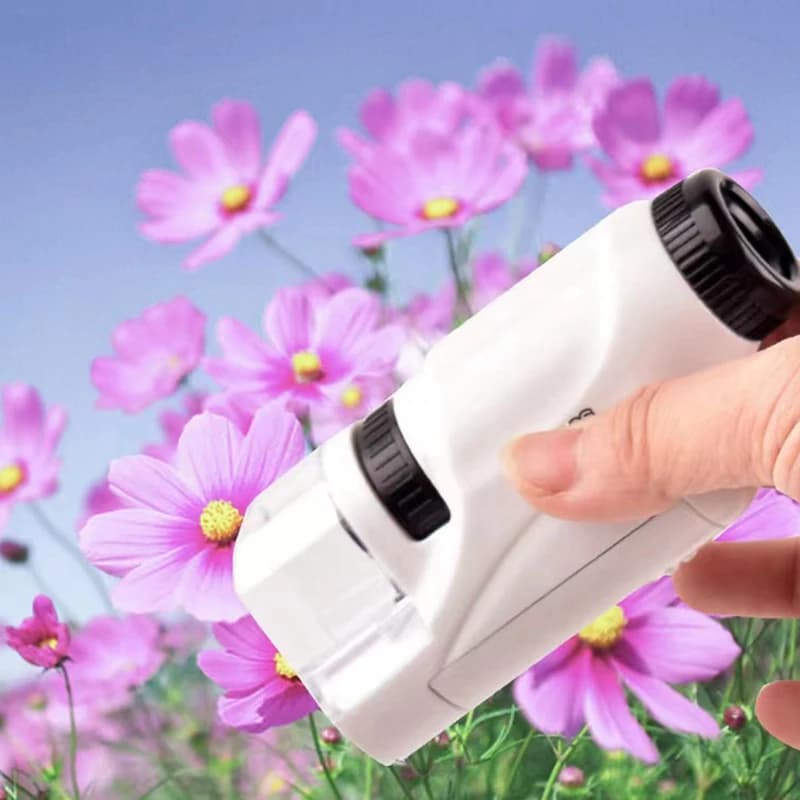 Microscopio portatile Laboratorio scientifico Mini microscopio portatile alimentato a batteria per bambini Facile da usare Bianco