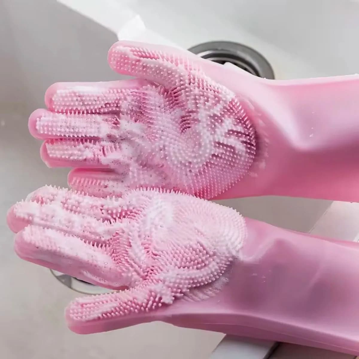 Guanti per la pulizia dei piatti Spugna per la casa Scrubber Guanti magici per lavare i piatti in gomma siliconica Strumenti per la pulizia della cucina