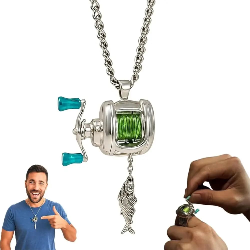Regalo Creativo con Manico Girevole, Mini Mulinello da Pesca, Collana, Anello in Lega, Accessori Gioiello Fai da Te, Portachiavi per Zaino