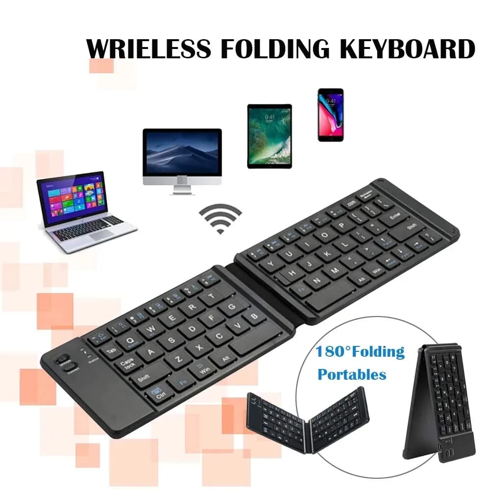 Tastiera Bluetooth pieghevole per IPAD Mobile Tablet Notebook portatile Office Mini Wireless Keyboard Storage tre sistemi Universa