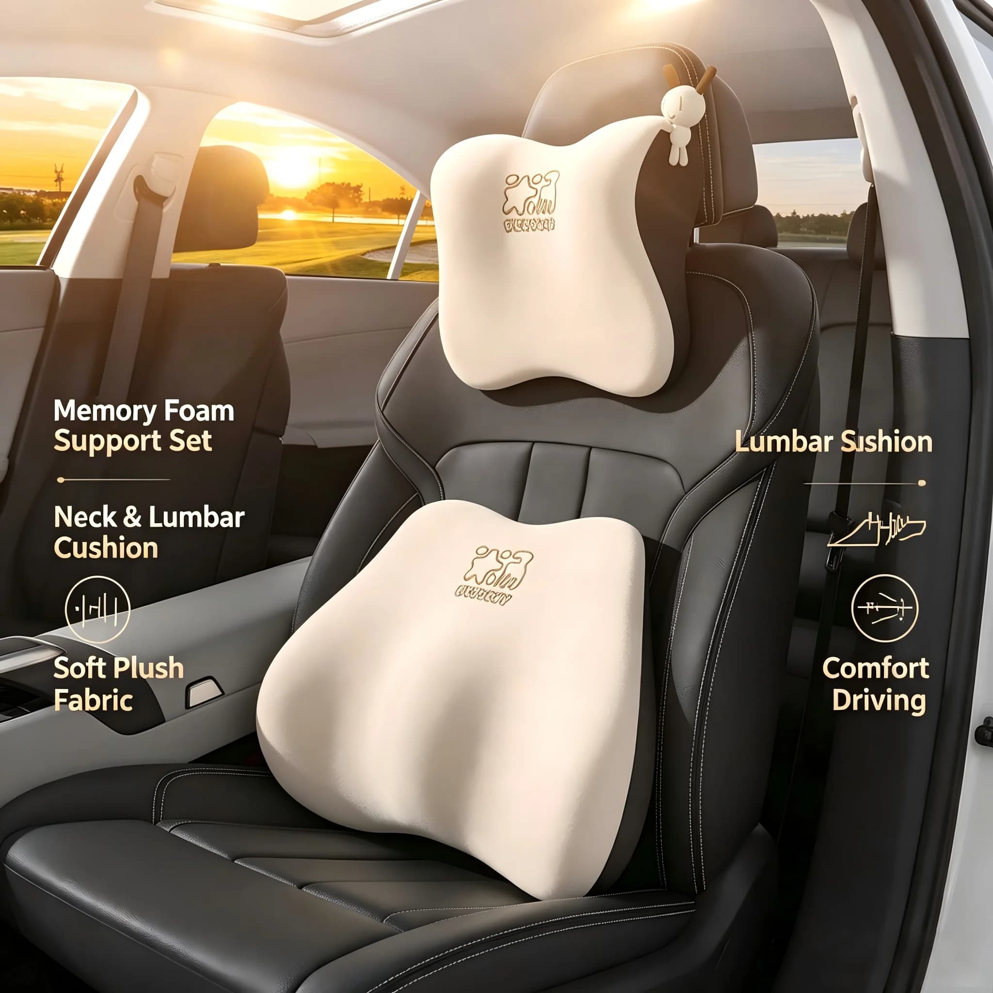 Car Headrest Lumbar Support Seat Next Pillow Universal Car Headrest Lumbar Pad Lumbar Support Cushion for All Seasons