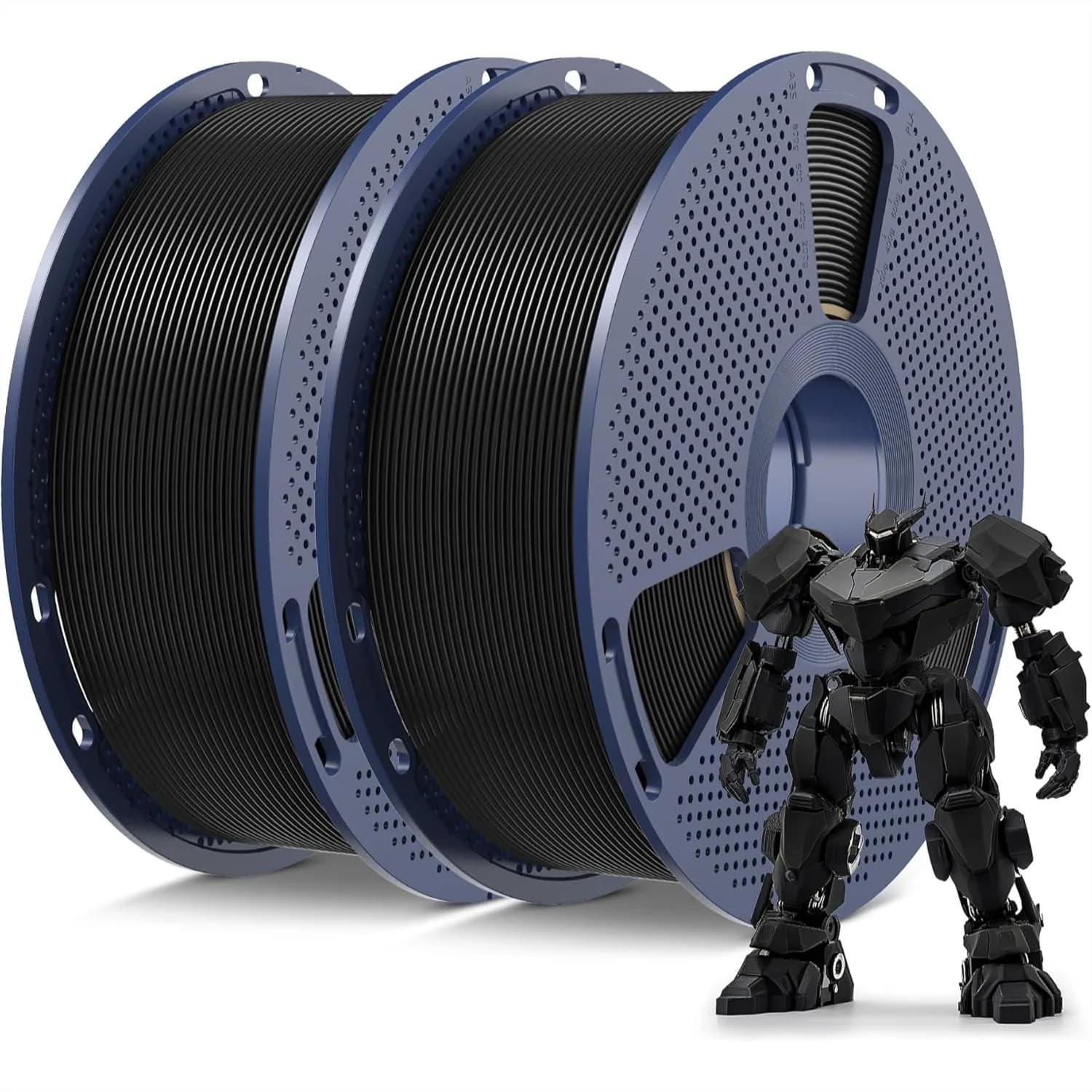 Filamento PLA 1.75mm, Filamento Premium per Stampante 3D, Alta Precisione e Senza Grovigli, Confezione da 2 (2kg Totali, 1kg/Bobina) Nero+Nero