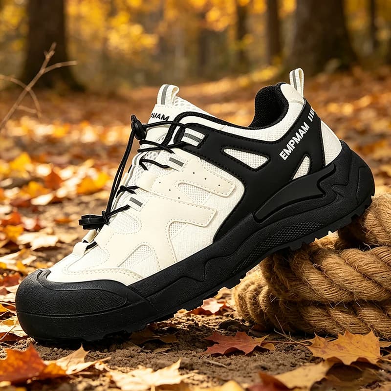 Unisex Couple Hiking Boots Mesh Leather Upper Breathable Non Slip Lightweight Outdoor Trekking Travel Shoes