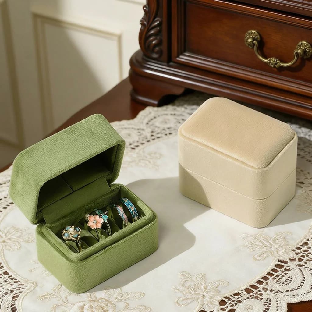 Portable Earrings Box Protective Multi-Slot Ring Holder Jewelry Storage Box Delicate Flip Open Jewelry Organizer For Gifting