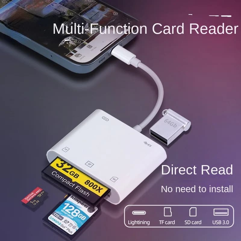 Adattatore di tipo C TF CF lettore di schede di memoria SD OTG Compact Flash USB 5-in-1 multifunzionale ad alta corrente