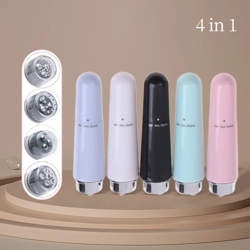 Mini penna da massaggio 4 in 1 Massaggiatore elettrico per occhi Bastone da massaggio vibrante per il viso per borse per occhi con occhiaie