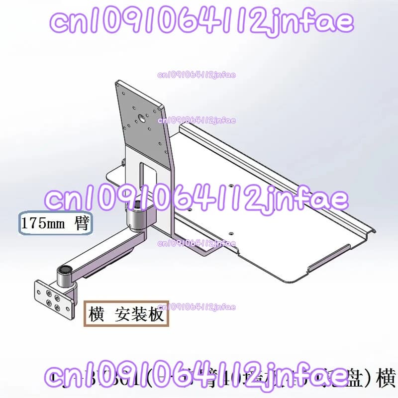 Silver Aluminum Alloy Monitor Stand - Wall-mounted Integrated Bracket for Monitor & Keyboard (Ergonomic)