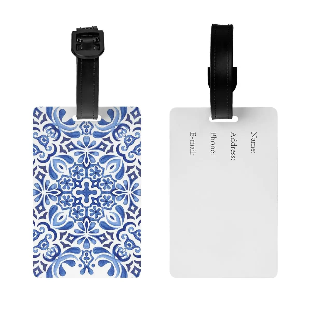 Etichette per Bagagli con Mosaico Mediterraneo, Accessori per Valigie, Tag per Bagaglio da Viaggio, Porta Etichetta con Nome e Indirizzo