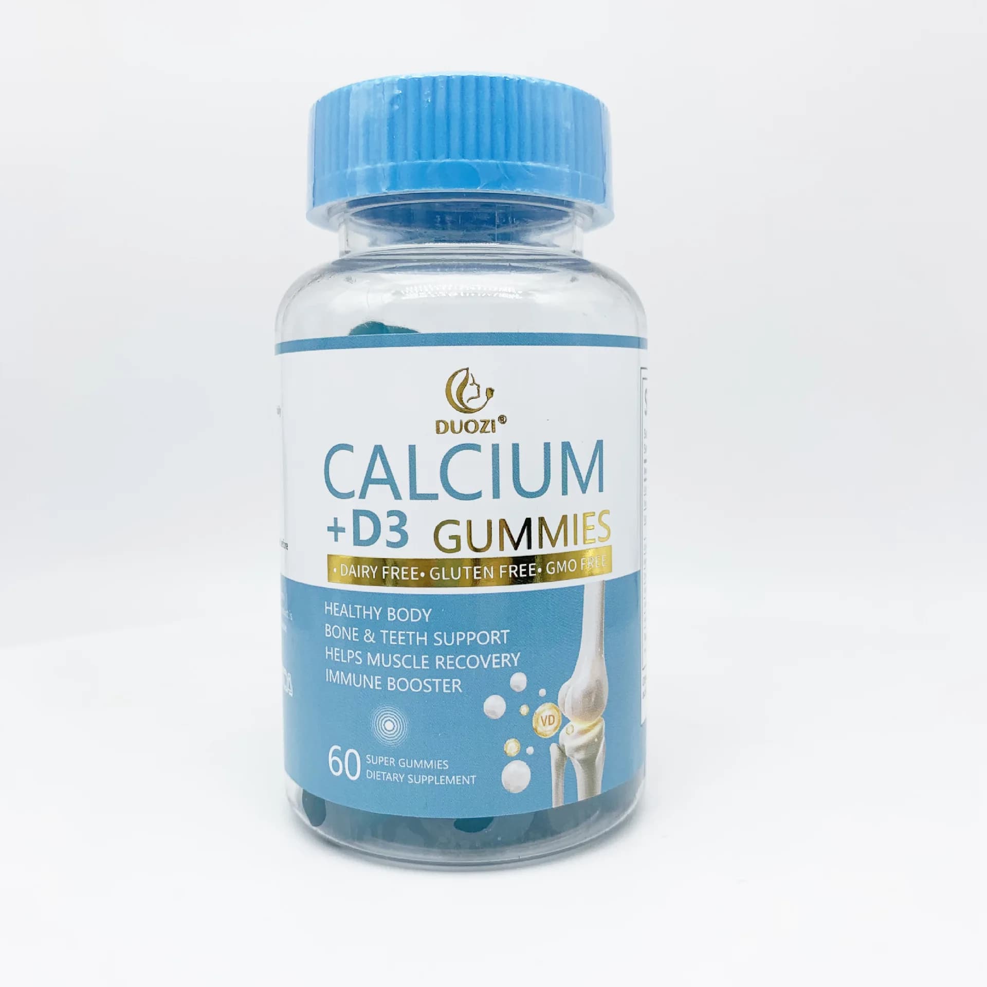 1 bottle of calcium+d3 gummy caramels vitamin D supplements promotes calcium absorption keep bone health regulate blood calcium balance