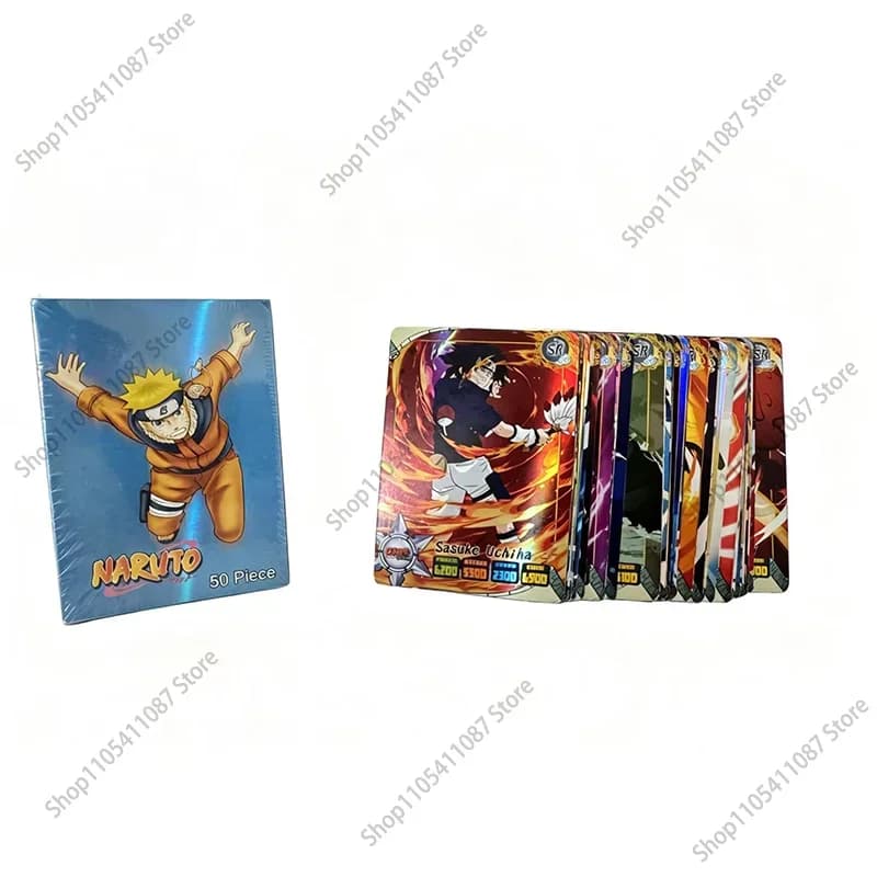 **50pcs Naruto English Cards Flashy Kakashi Uzumaki Naruto Sasuke Board Game Original Box Children's Gift Collection Battle Card