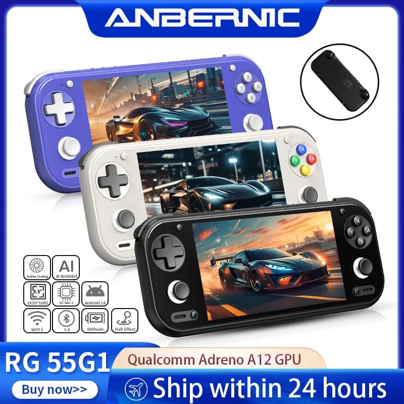 Anbernic RG 55G1 Retro Handheld Game Console 5.5" IPS Android 6000mAh 3D Hall Joystick Trigger AI WiFi RG55G1 Video Games Player