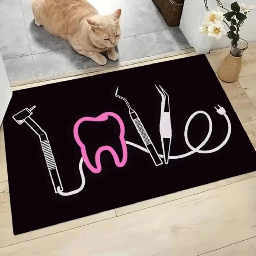 Carpet with Radiographic print of the Dental Anatomy for dental studio, Examination room, Educational decoration with Dentale theme