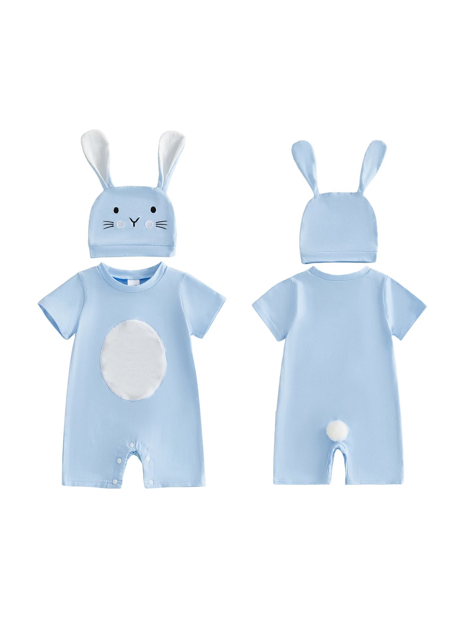 Adorabile costume da coniglietto pasquale con coda soffice e fascia per capelli abbinata per la prima festa di Pasqua del bambino