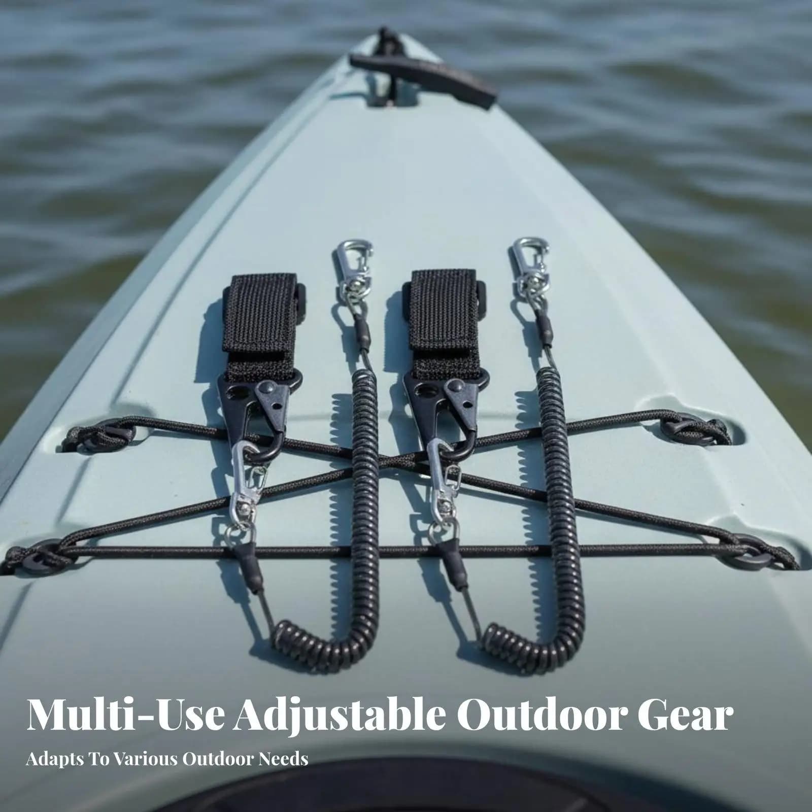 Outdoor Fishing Gear Lanyard with Coiled Rope Extends to 100cm for Boat Anchor Rope Adapter Secure Leash for Kayak Paddle and