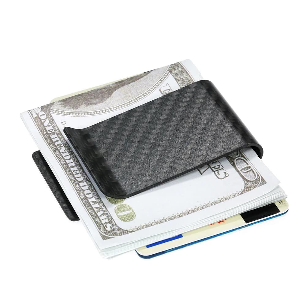 Credit card holder with black carbon fiber wallet for man