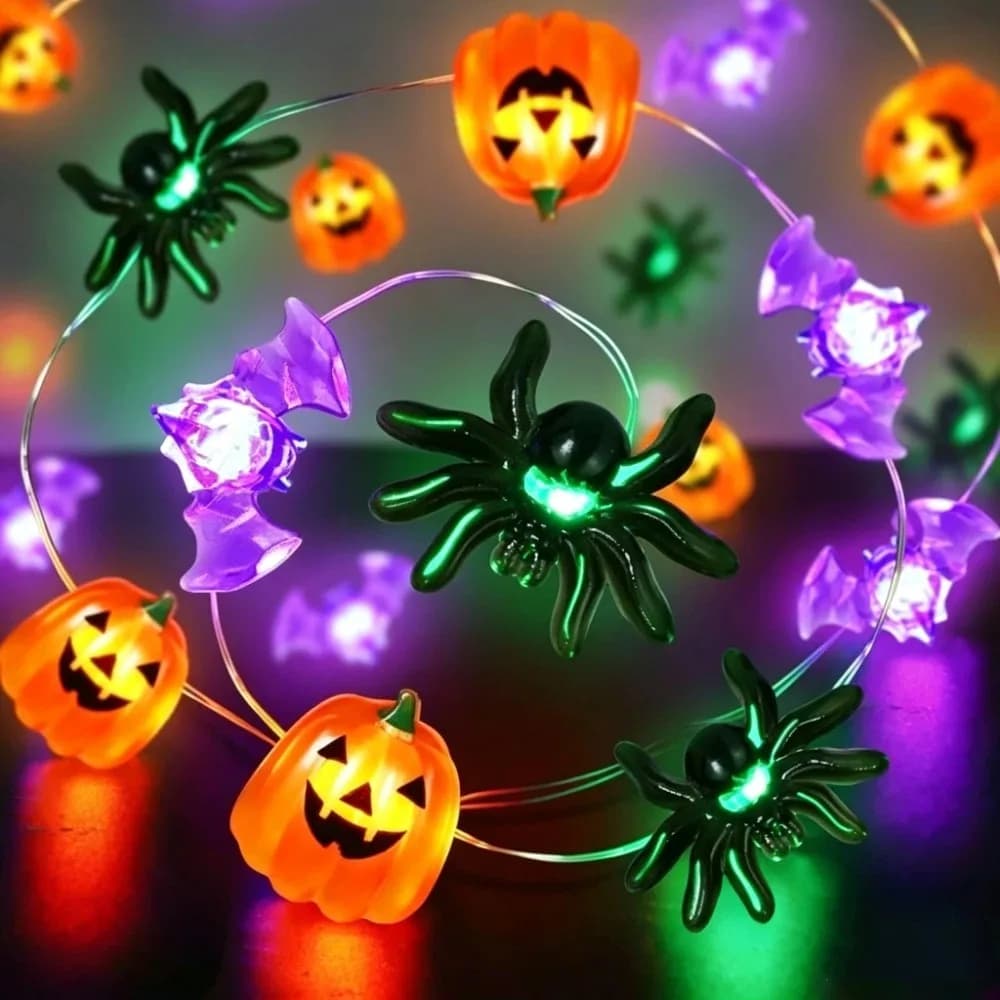 Battery Powered Halloween Party Lights Pumpkin Spider LED String Lights Ghost Mixed Style Decorative Light String