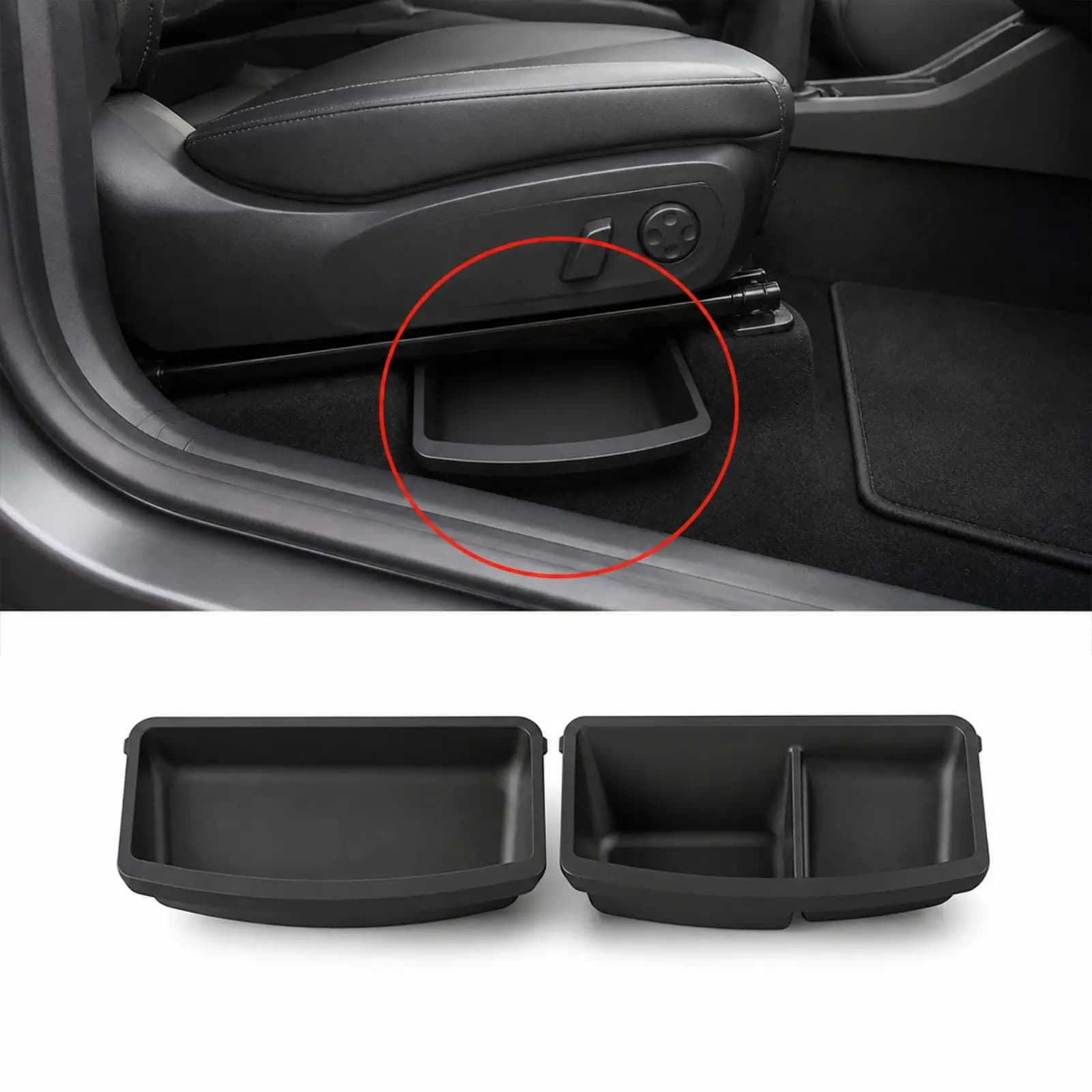 2 Pieces Car Under Seat Storage Box Passenger Seat Organizer Multipurpose Convenience Large Capacity for Model Y Vehicle