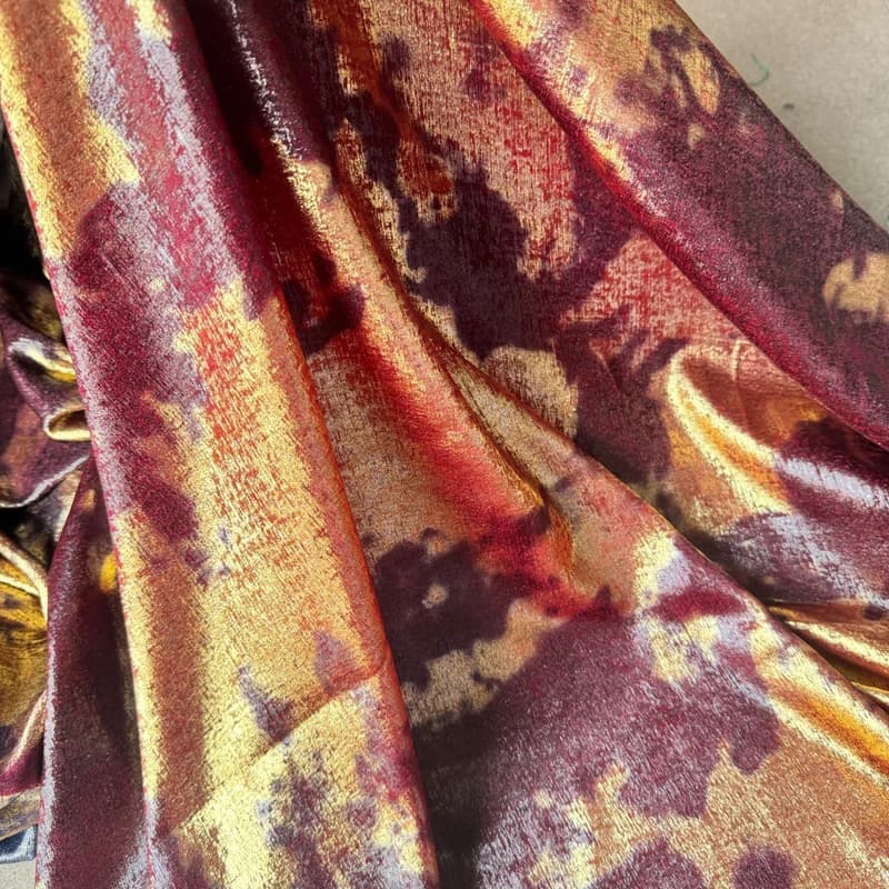 Tessuto in Velluto Irregolare Dorato Stampato da 1 Iarda, Bicolore Bronzato per Abiti da Palcoscenico, Camicie, Abiti alla Moda Europei e Americani, Cucito Fai-da-te