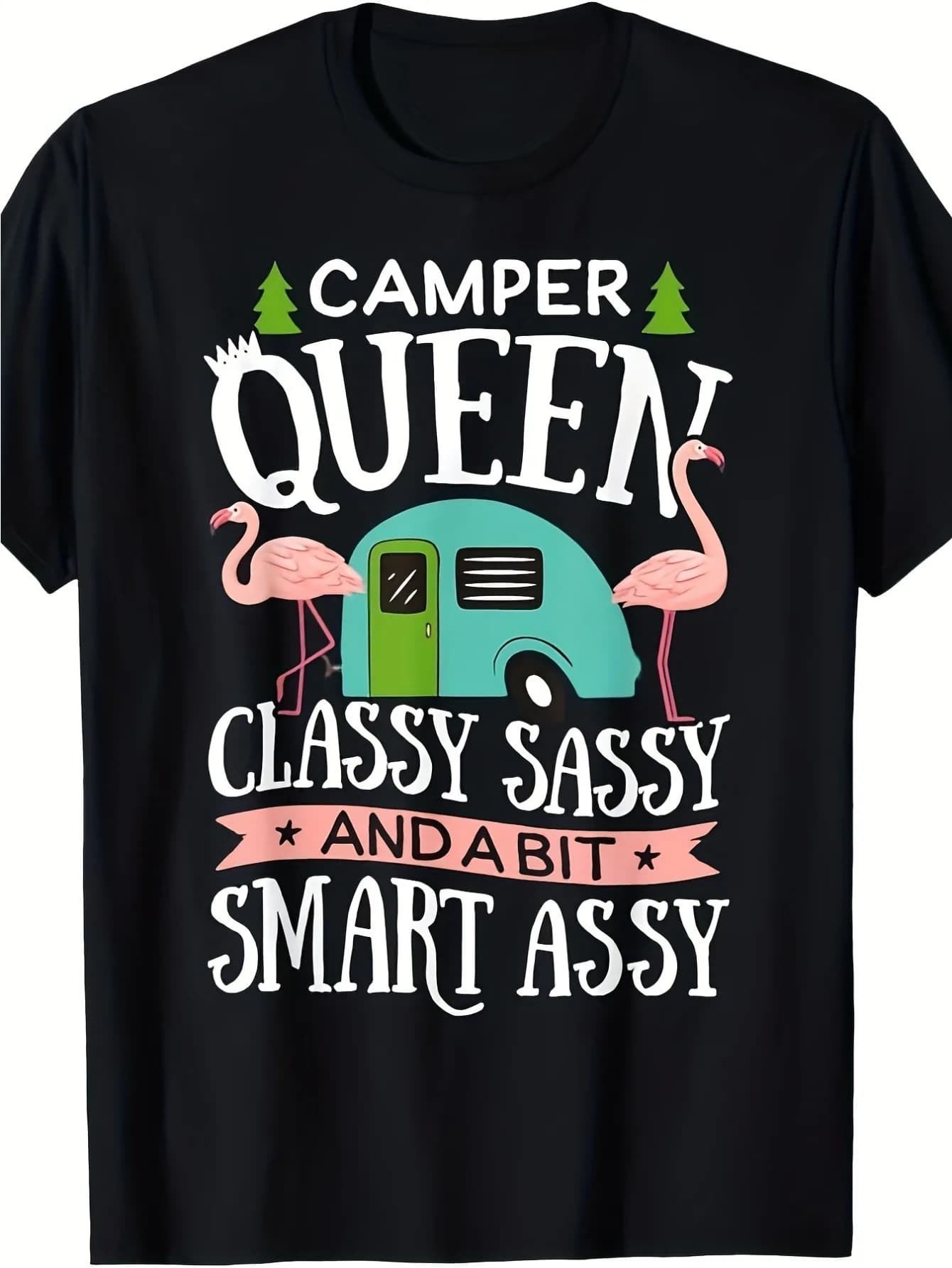 T-shirt Camper Queen - T-shirt di compleanno con grafica corta in cotone nero S-3XL Regali divertenti per uomo lwf 180g