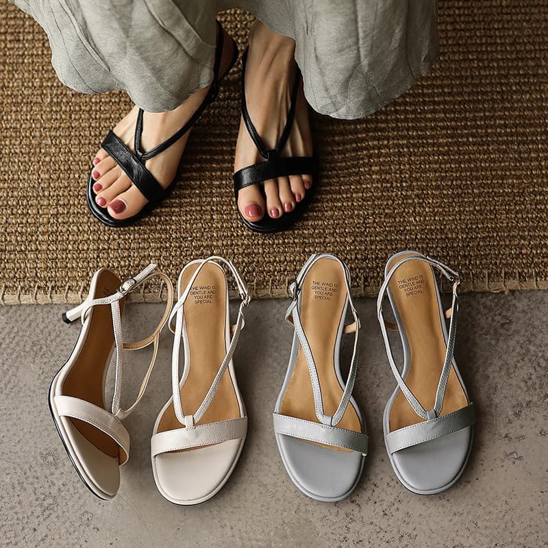 2026 summer women sandals natural leather plus size 22-25cm sheepskin+cowhide+pigskin buckle mules high heel women slippers