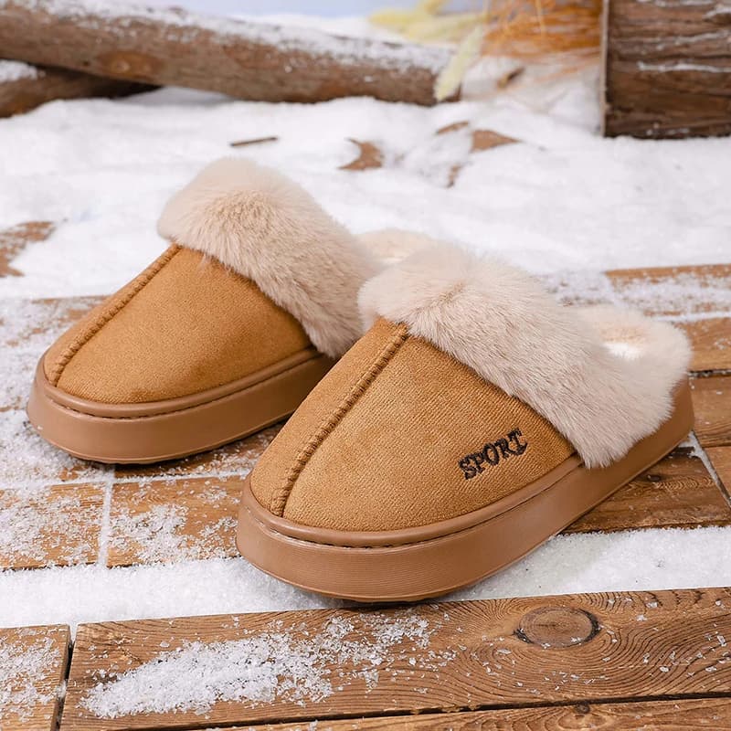 Solid Fluffy Women Slippers Flat Winter Plush Luxury Designer Shoes Ladies Platform Indoor Fuzzy Fur Slides Unisex Soft Non-Slip