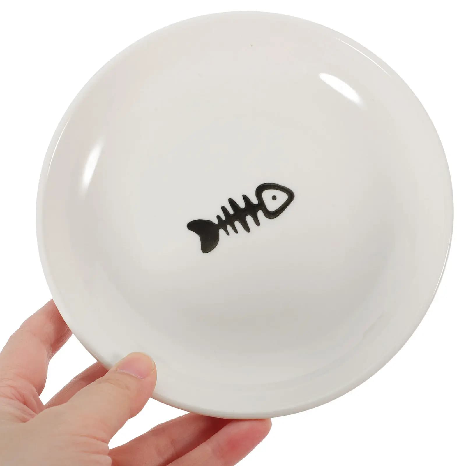 Set di 3 Ciotole per Gatti in Ceramica con Fondo Antiscivolo in Silicone, Piatte e Larghe, per Alimentazione Animali Domestici