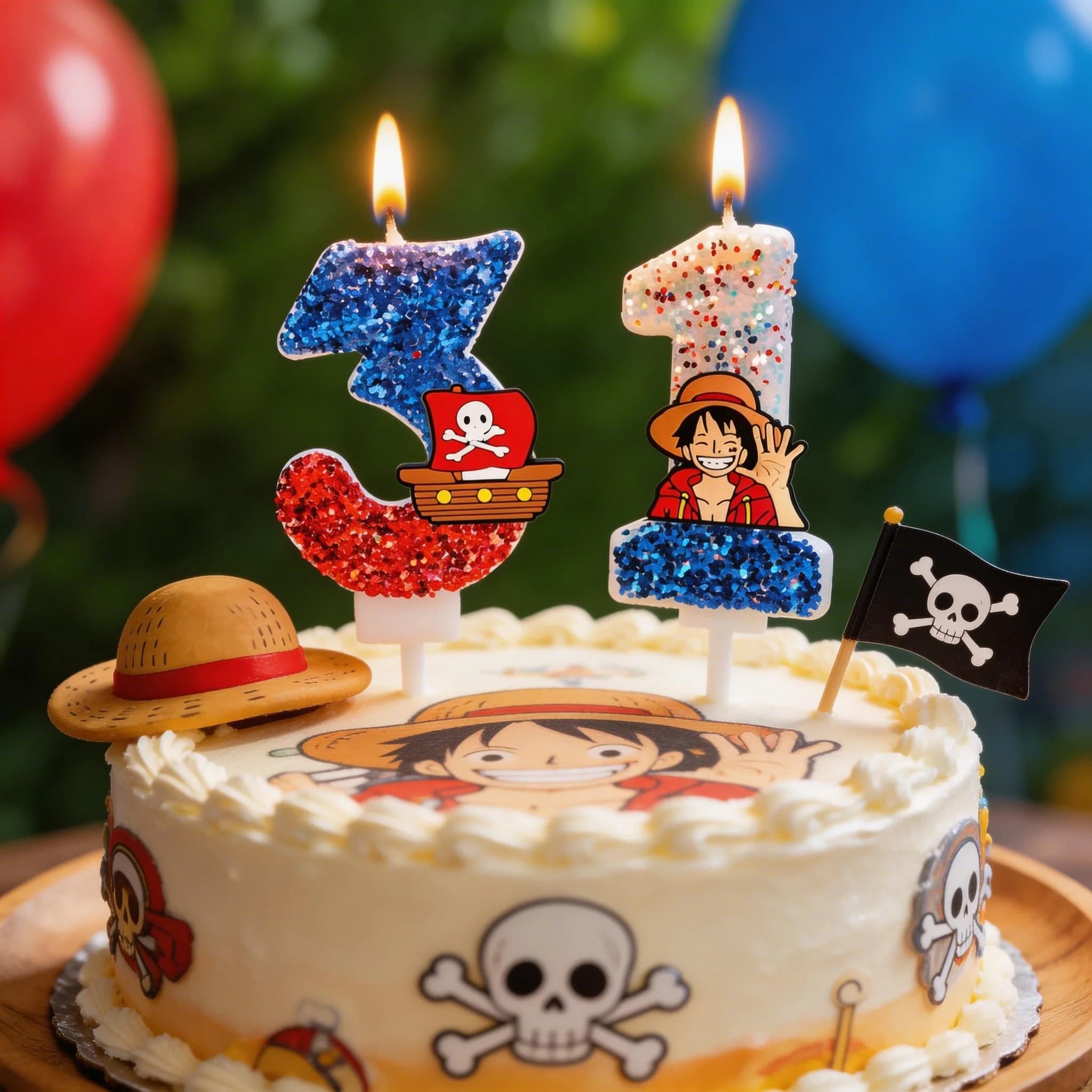 One Piece Anime Themed Birthday Candles Luffy Zoro Pattern Cake Topper Decorations for Birthday Party Celebration