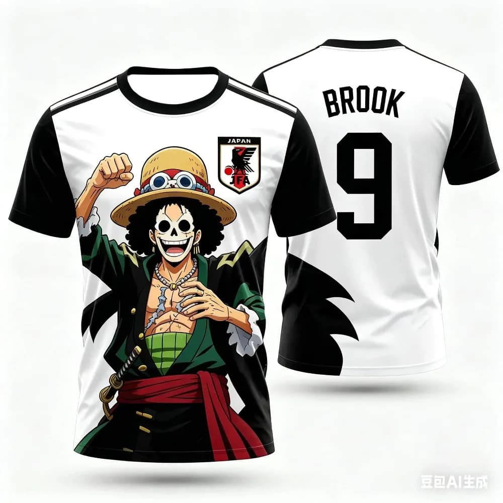 Maglia da Calcio One Piece Luffy Giappone 2026, T-shirt Casual a Maniche Corte, Asciugatura Rapida, Stampa Anime per Uomo e Bambino, Collo Rotondo