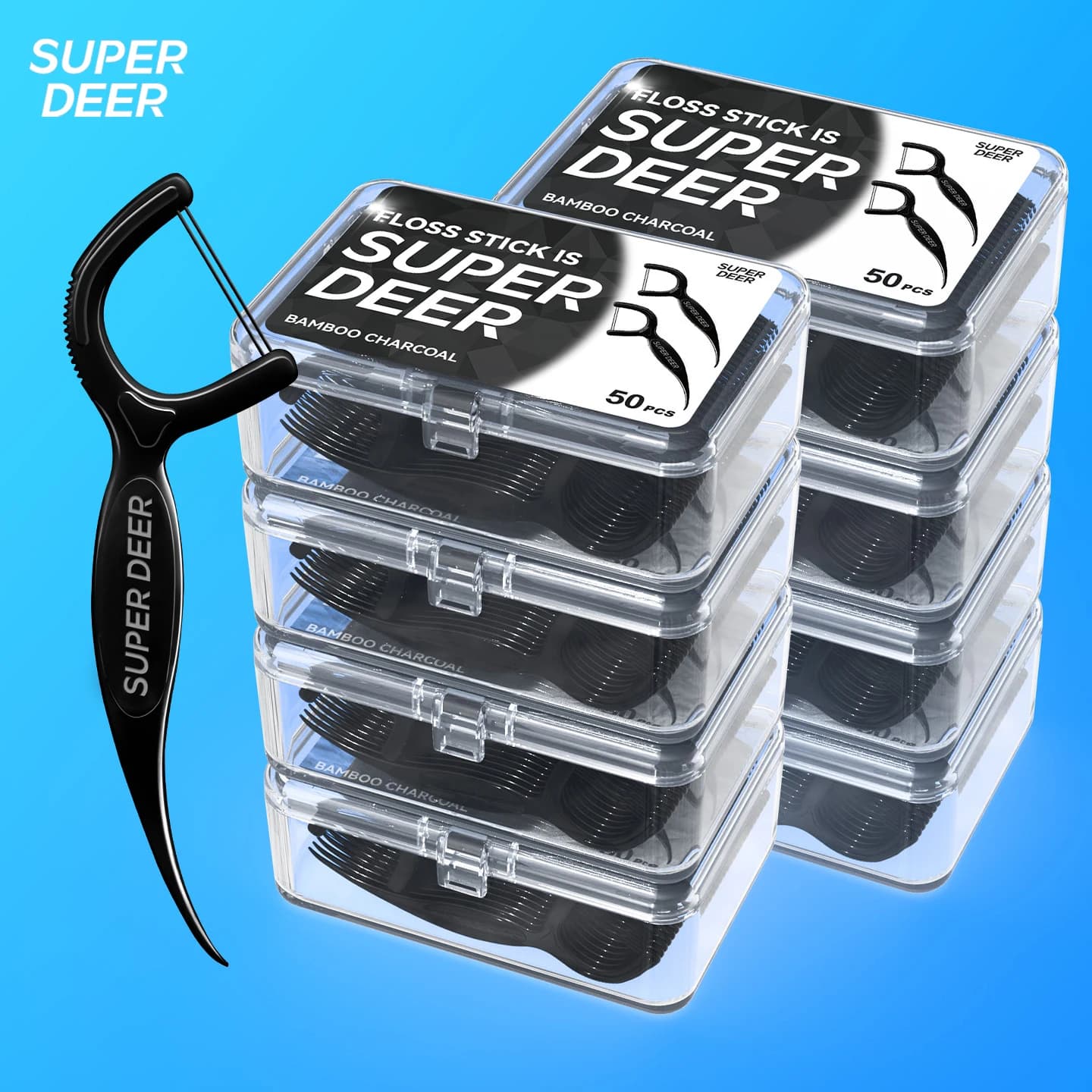 1000/600/300/150/50PCS - Ultra fine Bamboo Charcoal dental floss stick - Clean the gaps between teeth- Oral care tool