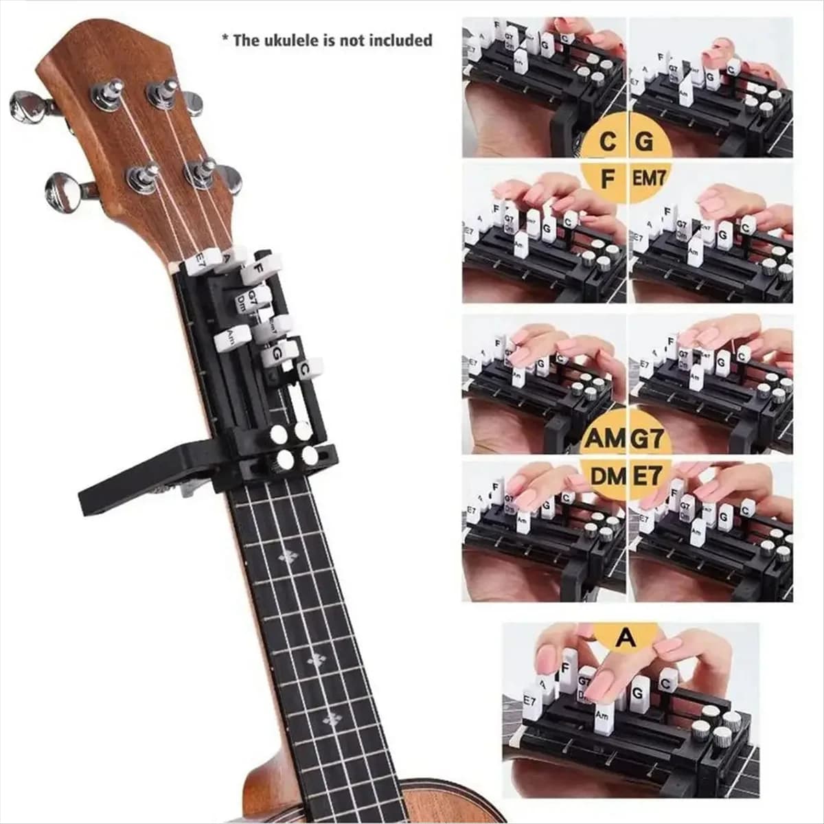 L71AGuitar Impara Strumento di ausilio Pressa per accordi per chitarra Allenatore di accordi per ukulele Sistema di apprendimento degli accordi per chitarra per principianti di chitarra