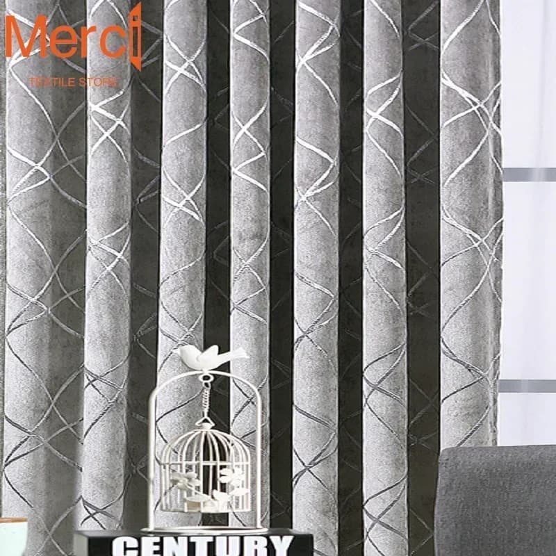 Modern Curtains for Living Dining Room Bedroom Luxury Gray Coffee Beige Striped Window tulle Drape Blackout Finished Custom Size