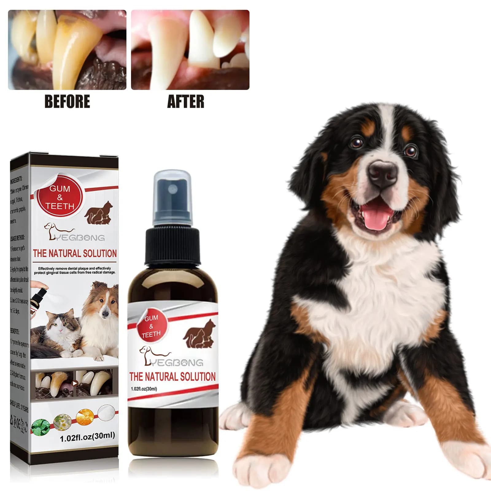 Spray per l'igiene orale degli animali domestici Pulizia dei denti Rimozione del tartaro Cura dei denti Deodorizzazione Rimuovi l'alito cattivo Deodorante Liquido per la pulizia della bocca del cane
