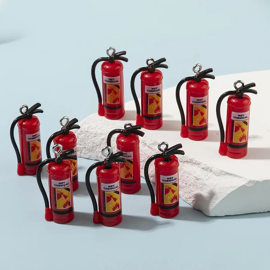 Mini Simulation Fire Extinguisher, Dollhouse Miniature Scene Decor, DIY Beadwork Jewelry Making Charms, Micro Landscape Ornament