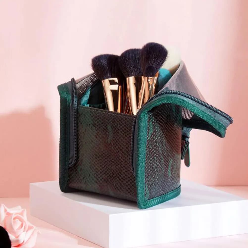 Borsa a rete porta pennelli da viaggio con cerniera scorrevole, astuccio spazioso e leggero per casa e in viaggio