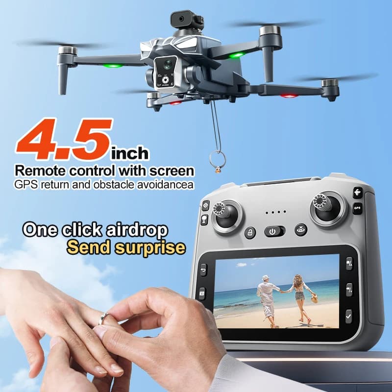 Drone con Fotocamera 8K K18 Max 360 del 2026 ° Drone con Evitamento Ostacoli, Riprese Panoramiche, 5G, GPS, Motore Brushless e Telecomando con Schermo