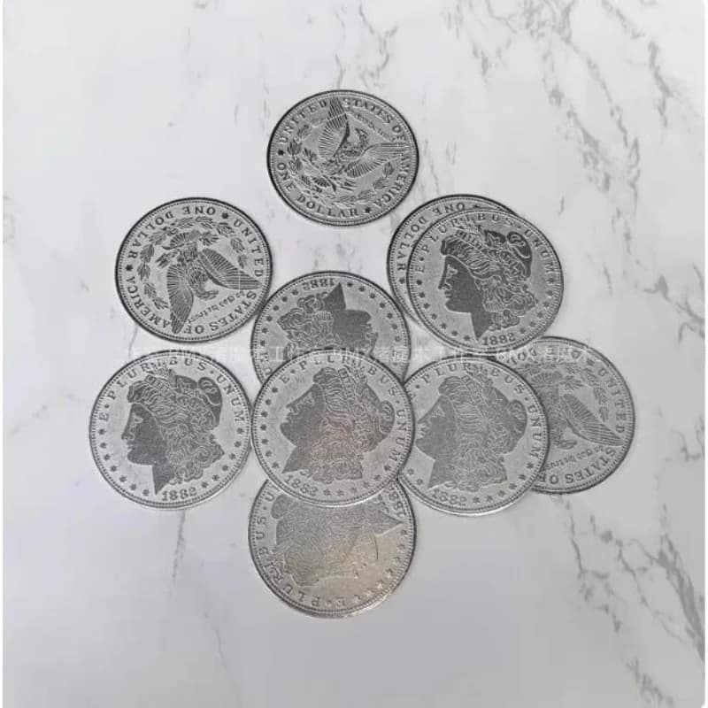 10 pezzi di monete palmanti super sottili (versione a metà dollaro) trucchi magici che apariscono/scansione moneta magica accessorio espediente puntello mago
