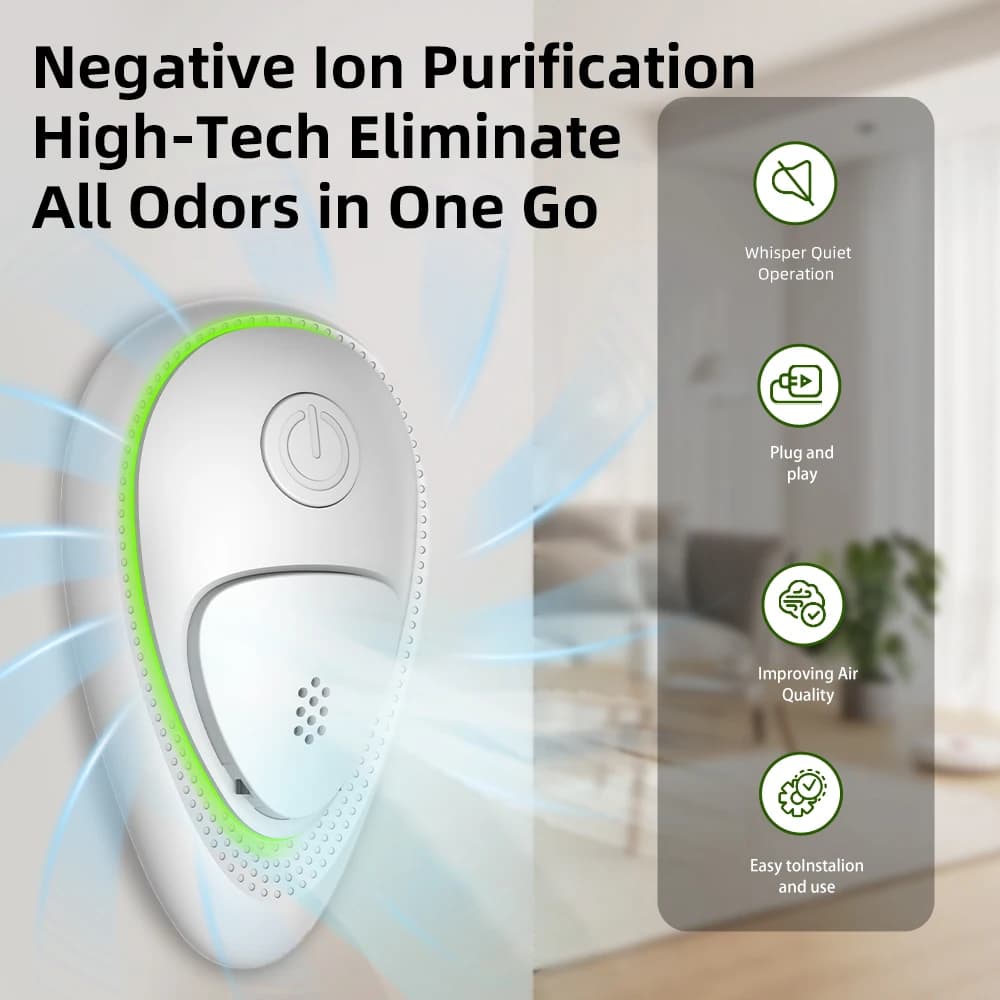 Purificatore d'Aria da Presa con Ionizzatore a Ioni Negativi, Silenzioso, Mini Depuratore d'Aria per Casa e Deodorante per WC