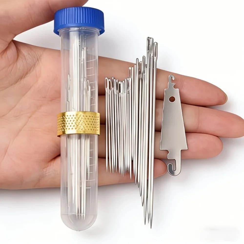 22pcs Stainless Steel Sewing Needle Set: Includes Threader & Storage Box For DIY Repair Sharp & Durable Hand Sewing Supplies