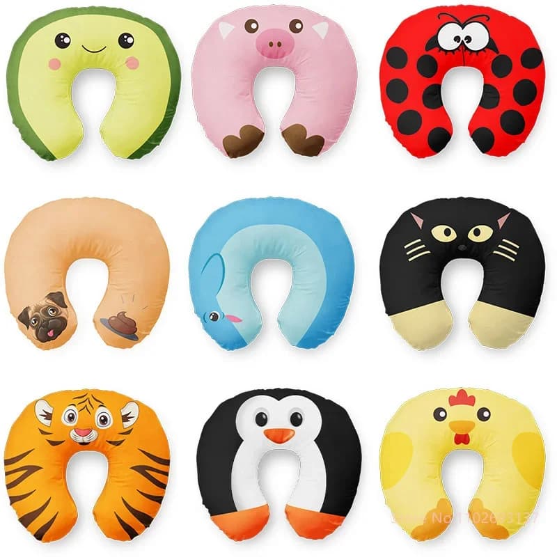 Simpatico cuscino da viaggio per pinguino di dinosauro animale stile CINS cuscino gonfiabile a forma di U per bambini adulti amici di famiglia