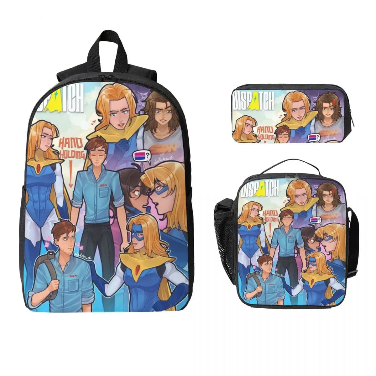 Set di zaini per accessori per videogiochi da 3 pezzi per bambini, borse per penne, set di zaini con scatola per il pranzo, per studenti delle scuole
